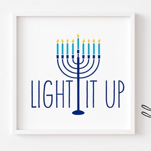 Light It Up Menorah Hanukkah SVG, Holidays, Happy Hanukkah Svg, Png Eps Dxf, Cricut Cut Files, Silhouette Cameo, Sublimation.