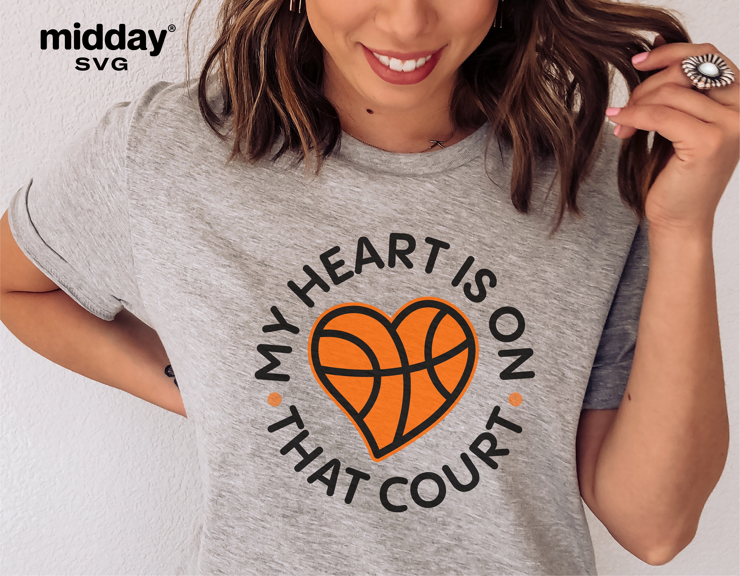 My Heart is on that Court Basketball SVG file to make Basketball Shirts for  Mom and Basketball Gifts
