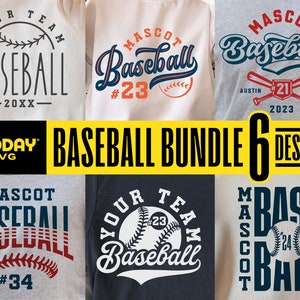 Archivos de paquete de béisbol Svg, Png Dxf Eps, Plantilla de equipo Svg, Camisetas de equipo de béisbol, Paquete de béisbol Svg, Cricut, Silueta, Mamá del béisbol