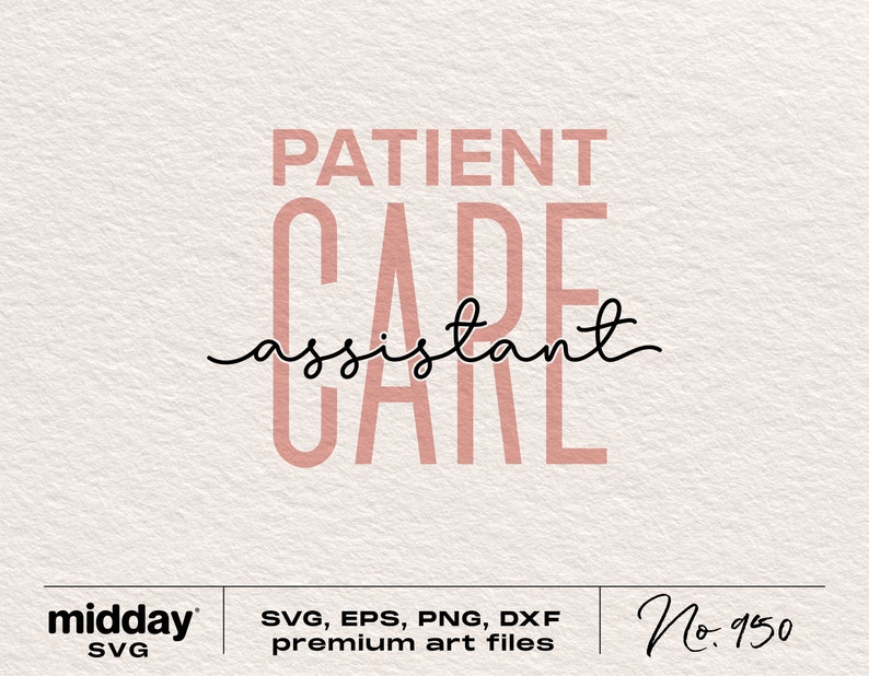May include: A pink and white graphic design with the text "PATIENT CARE assistant" in a stylized font.