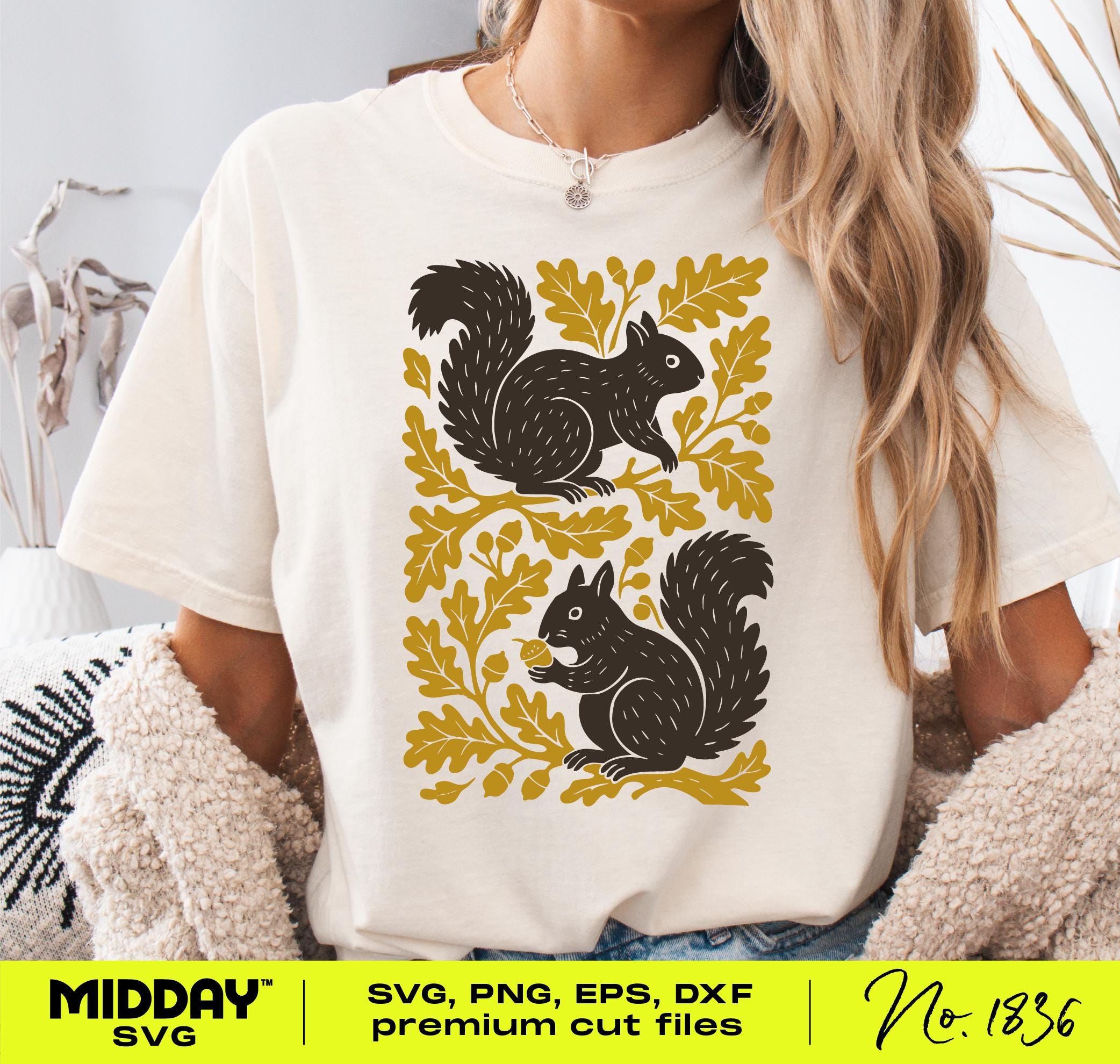 Two Squirrels In an Oak Tree Svg Png, Funny Squirrl Shirt Png, Funny Cut File, Cute Squirrel With Acorn, Silhouette, Cricut, Digital File