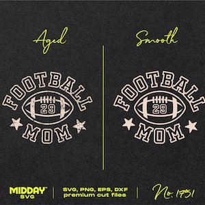 Pu&ograve; includere: Un design in bianco e nero di un pallone da calcio con il testo "FOOTBALL MOM" e il numero "29" all'interno del pallone. Il design &egrave; mostrato in due versioni: invecchiato e liscio.