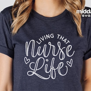 Living That Nurse Life Svg, Nurse Badge Reel Design, Nurse Svg, Png Eps Dxf, Nurse Life, Cricut, Silhouette, Digital Download, Sublimation