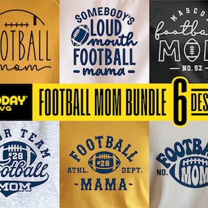 Voetbal Mom Svg Bundel, Png Dxf Eps, Svg voor Cricut, Football Mom Shirt Bundel, Team Shirts, Sublimatie, Silhouet, Sports Mom Bundel