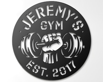 Home Gym Steel Sign –Add Name and Year, Personalized for Fitness or Weight Training