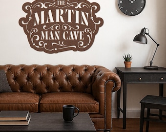 Custom Man Cave Metal Wall Art – Personalized Name Steel Sign