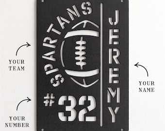 Personalized Football Player Wall Art – Custom Team and Player Metal Decor