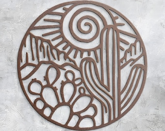 Desert Sunset Steel Wall Art – Southwest Wall Decor for Home and Garden