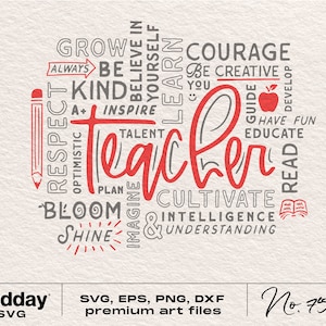 Teacher Word Art Svg, Teacher Shirt Svg Png, Teacher Appreciation Svg, Eps Dxf Ai, Cricut Cut files, Teacher Shirt svg, Teacher Staff Shirts