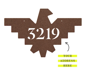 Custom Address Steel Sign – Southwestern Eagle House Number Plaque