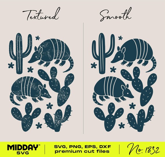 Armadillo Cactus SVG, Rustic Southwestern Shirt Design (Digital Cut Files)