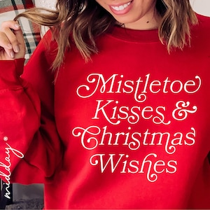 Maretak Kisses en Christmas Wishes svg, Kerstmis svg, Kerstmis svg-bestanden, kerstshirt svg, kerst svg-bestanden voor Cricut, dxf, png