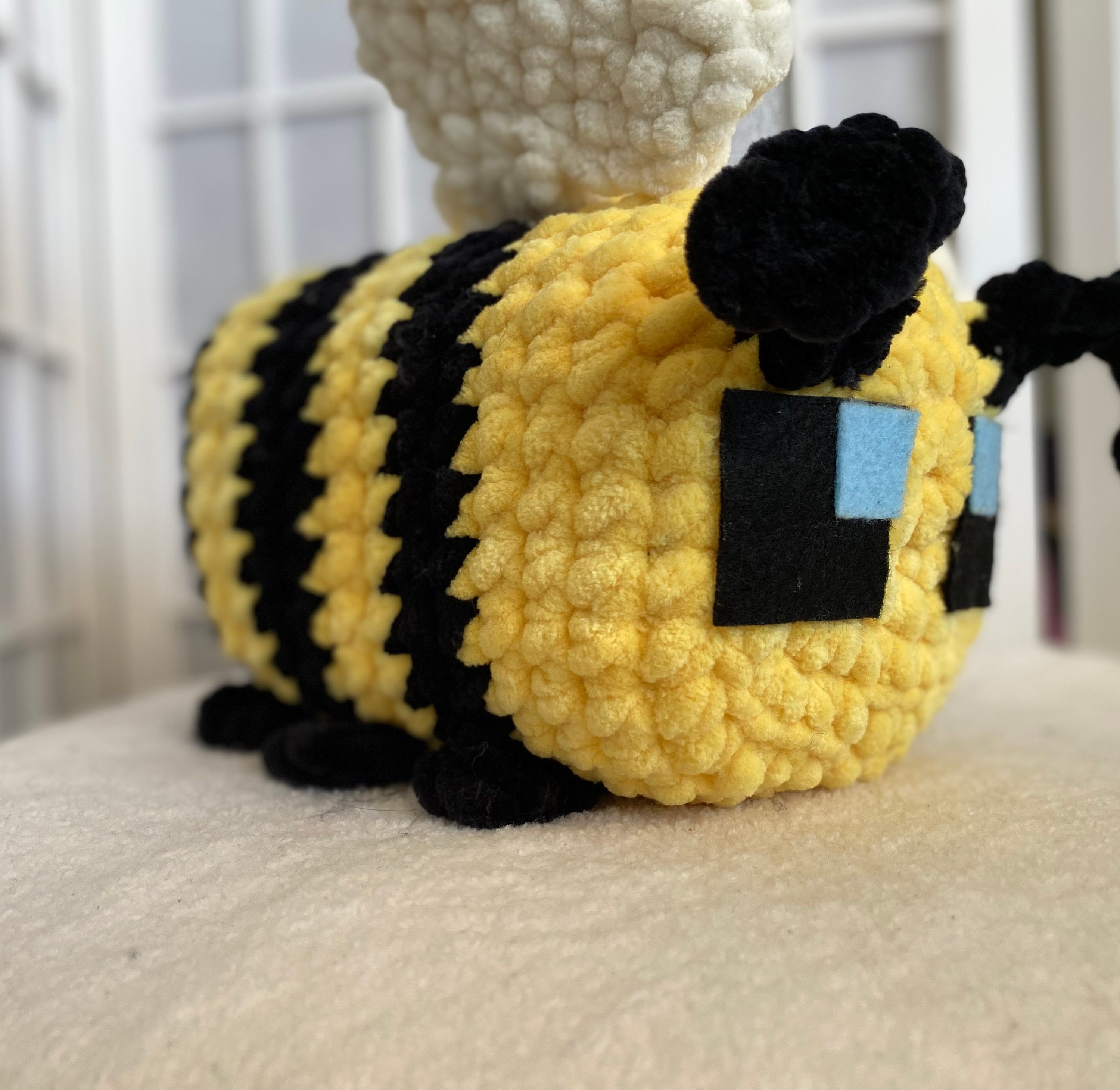 Big Cute Minecraft Bee Plush Crocheted Amigurumi Minecraft Etsy