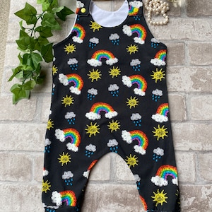 Neutral Rainbow Baby Toddler Rompers, New Baby Girls Dungarees,  Baby Shower Gift, New Baby Gift, Rainbow Baby, New Baby Boy Dungarees