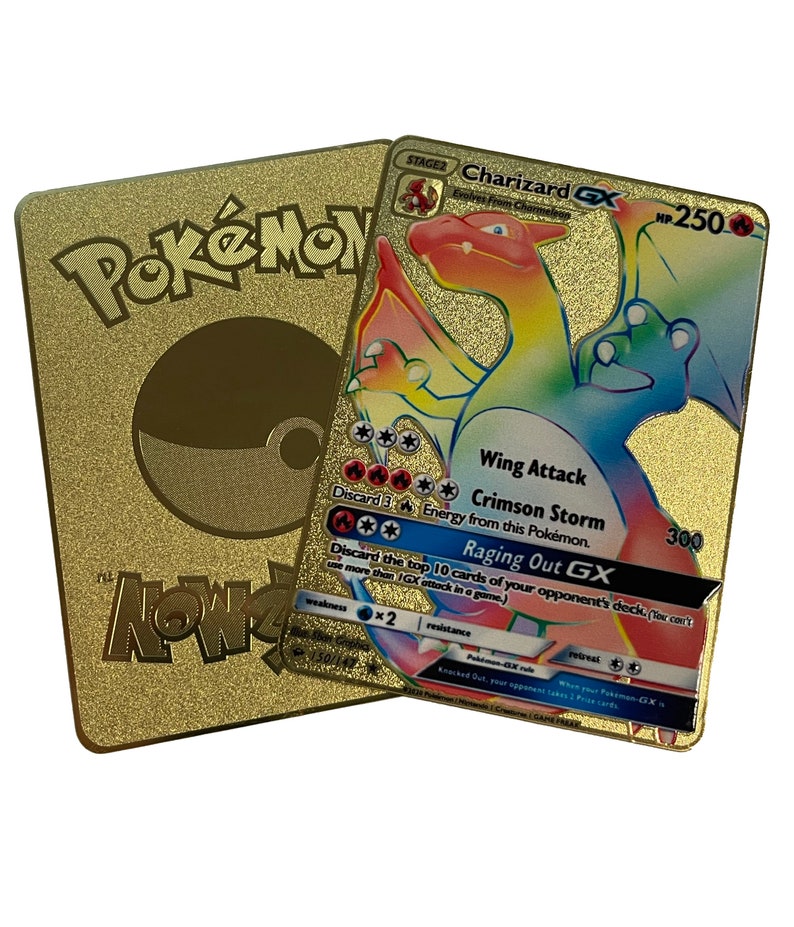 Charizard GX Rainbow Gold Metal Card Collectors Rare Etsy Singapore