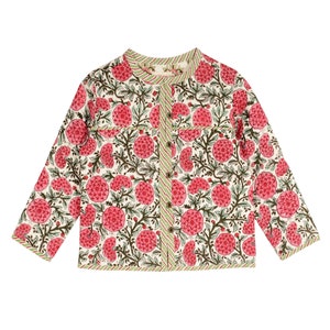 Kinderjacke, gesteppte Wendejacke / indischer Handblock / Sanganeri-Blumendruck aus 100% feiner Baumwolle.