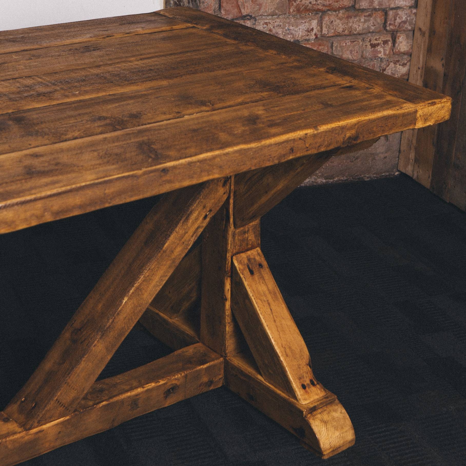 Rustic reclaimed wood dining table and 2 benches Etsy