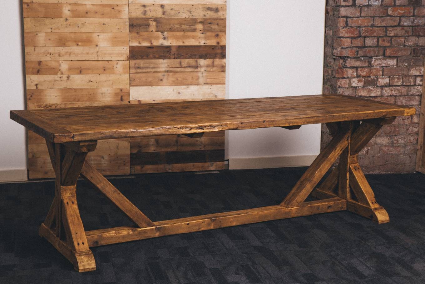 Rustic reclaimed wood dining table and 2 benches | Etsy