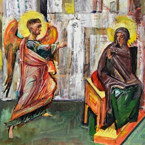Het angelus | A7-gebedskaart | Het aankondigingspictogram