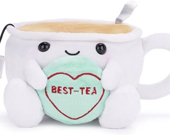 Swizzels Love Hearts Cup Of Tea 'Best-Tea' Soft Toy With Message Friends Gift Mothers Day Valentines
