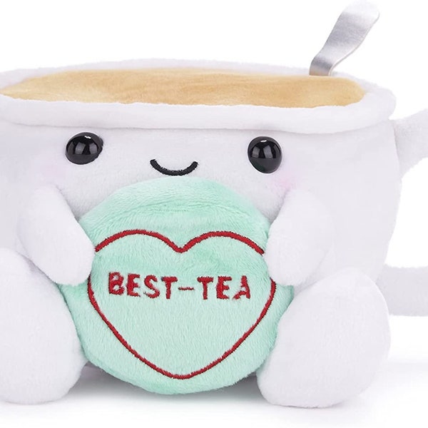 Swizzels Love Hearts Cup Of Tea 'Best-Tea' Soft Toy With Message Friends Gift Mothers Day Valentines