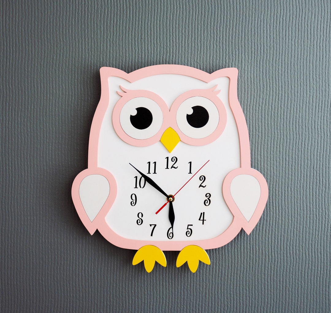 Owl Wall Clock, Wooden Clock, Baby Room Clock, Wall Clock, Wall Decor