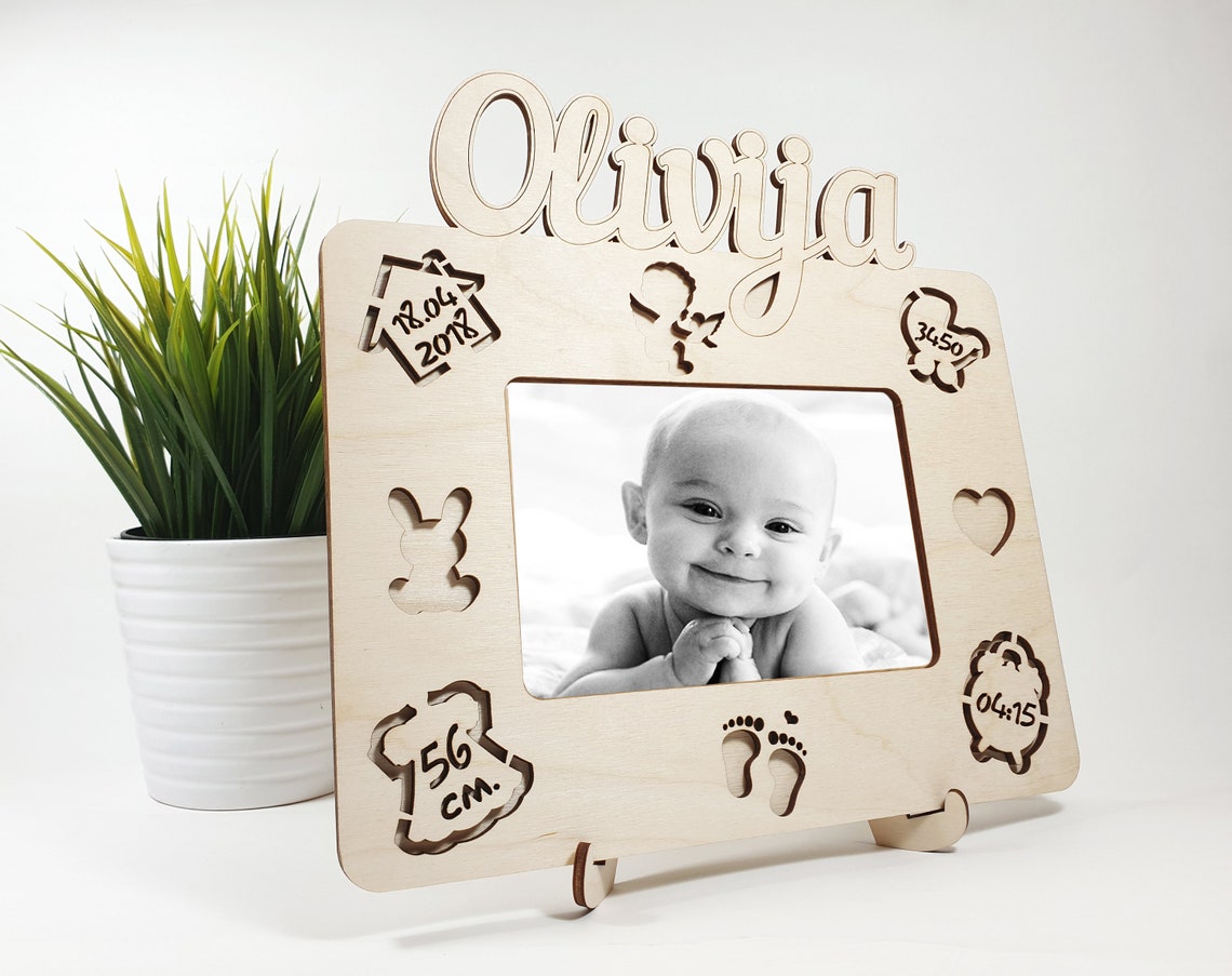 Baby First Picture Frame Baby Stats Birth Announcement Baby Etsy