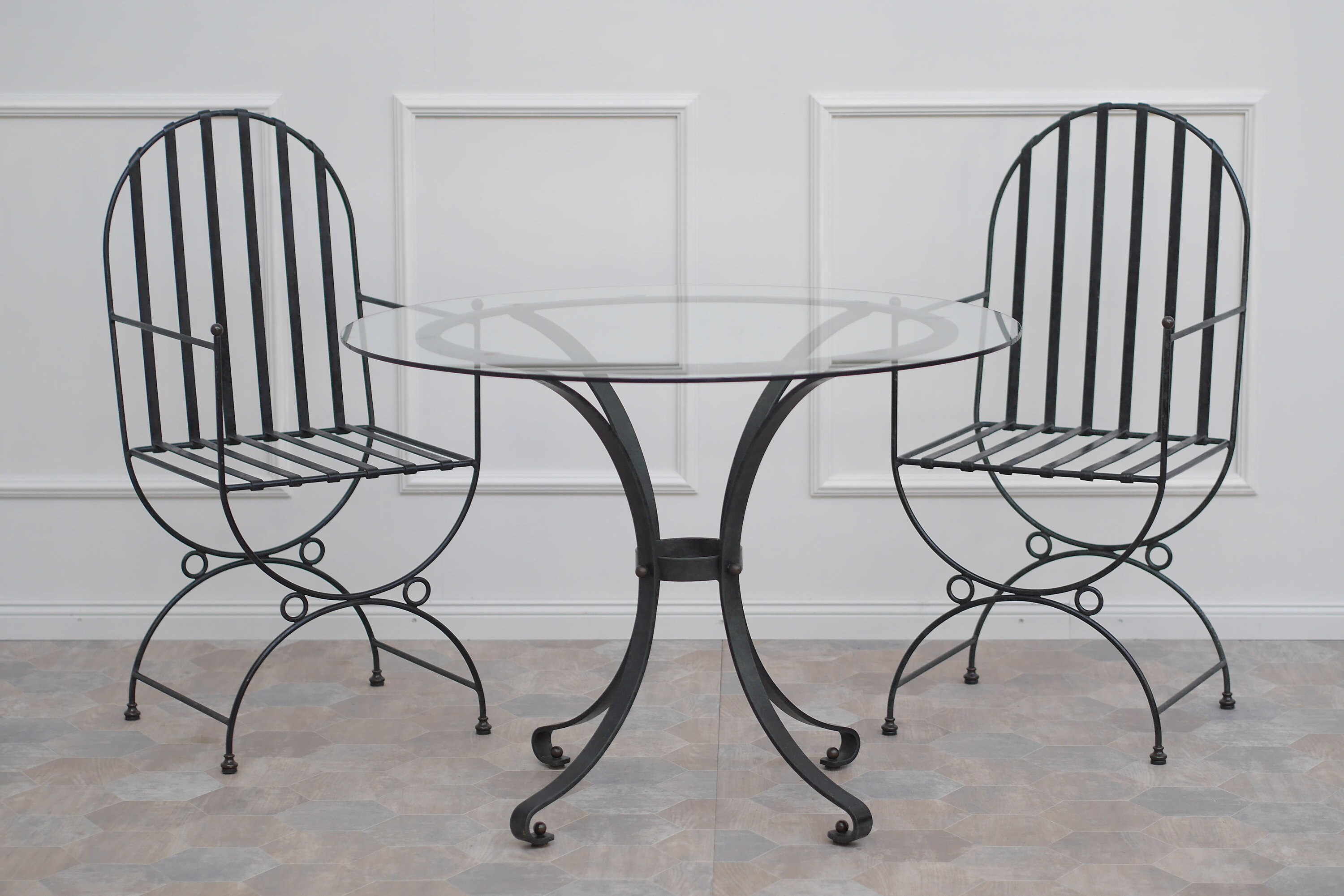 DESIGN Gartenmöbel-SET Metall schwarz Vintage glas | Etsy