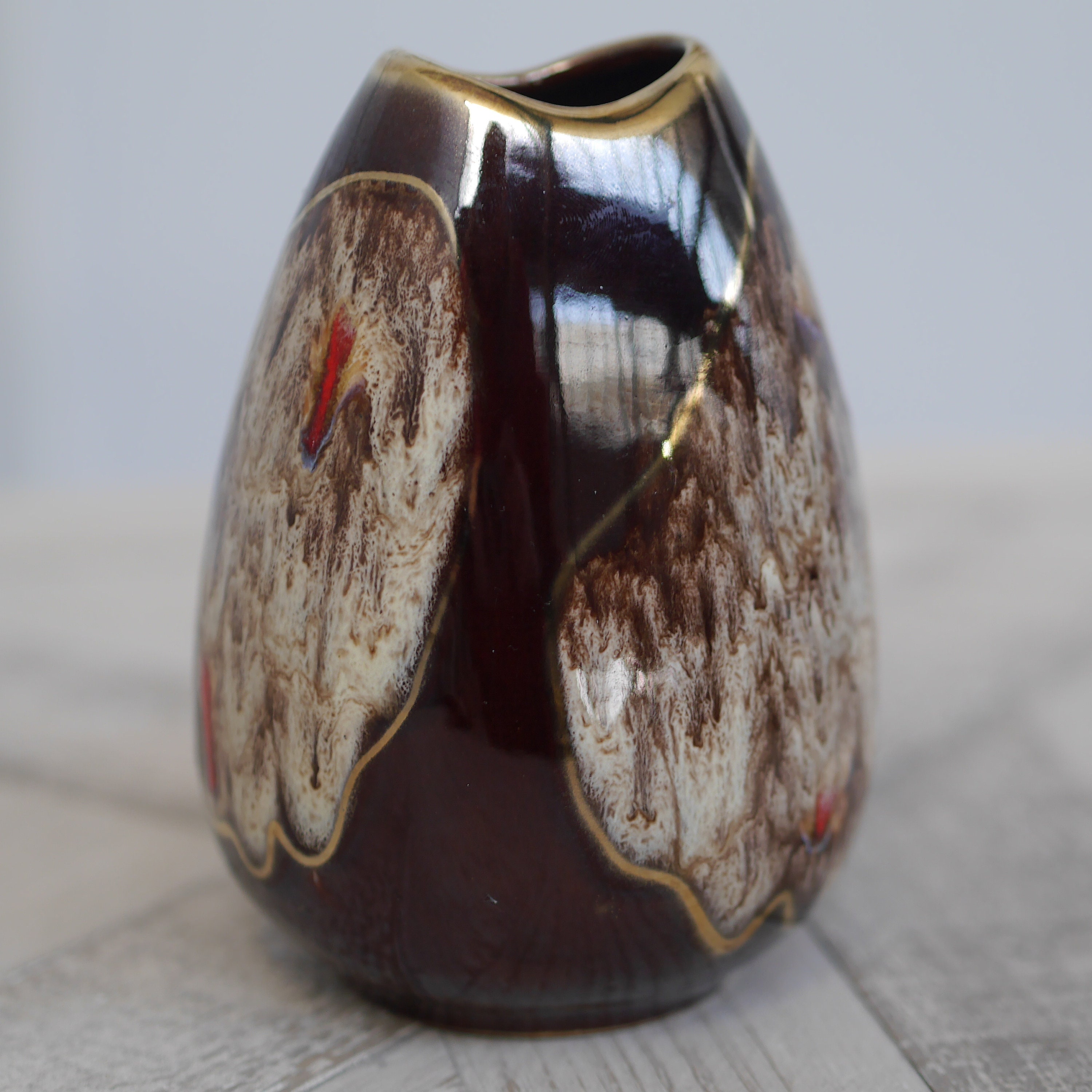 DECOR Vase Gold braun Keramik Vintage D.A.004.006.000.16 Etsy