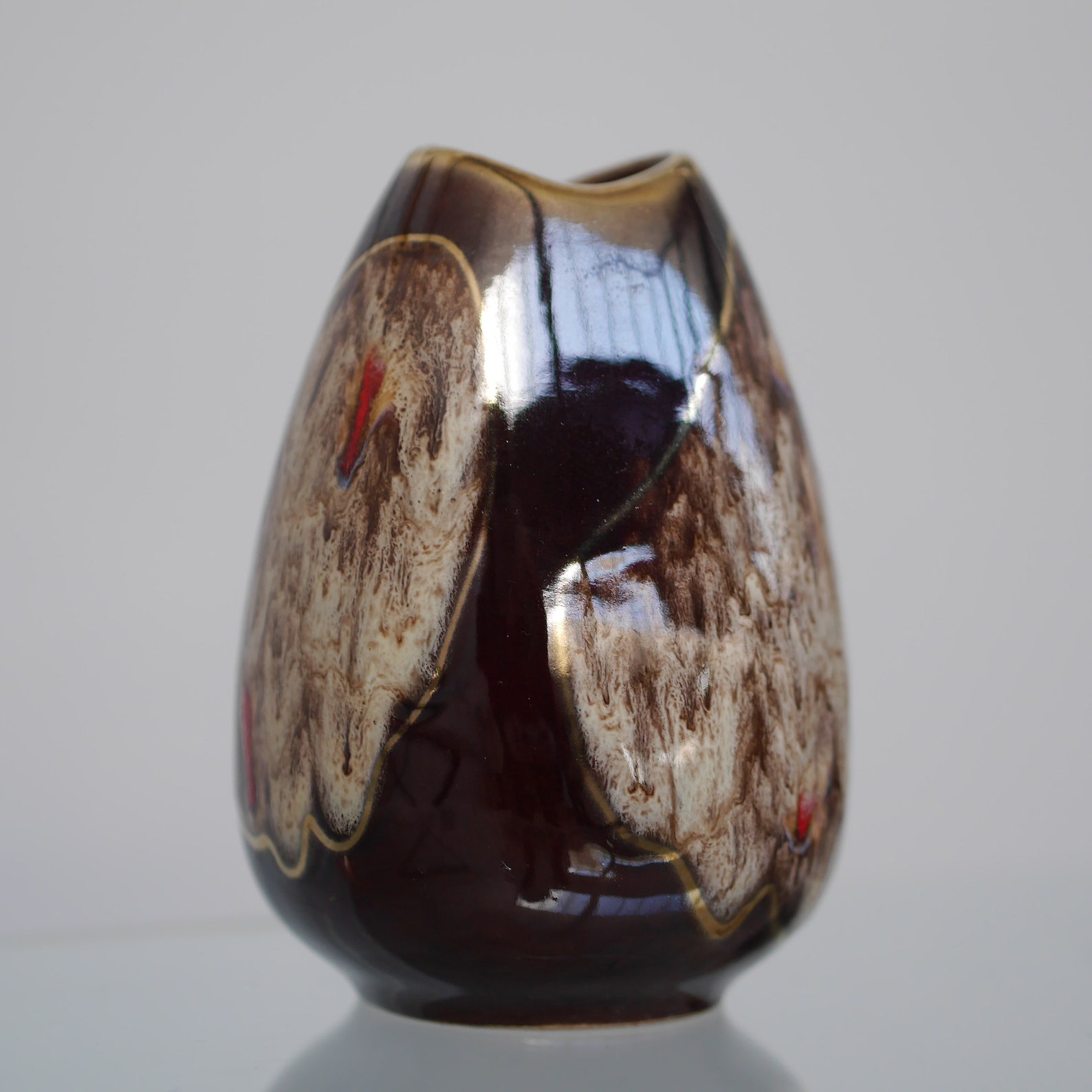 DECOR Vase Gold braun Keramik Vintage D.A.004.006.000.16 Etsy