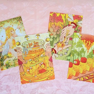 SWEET DREAMS Art Postcard Set • Dreamy, Aesthetic Anime Mini Prints • Cute, Kawaii Stationery Gifts • Whimsical, Surreal Honey Bee Designs!