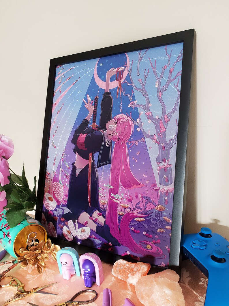 CUT HERE Art Print Dreamy Aesthetic Anime Wall Decor Etsy