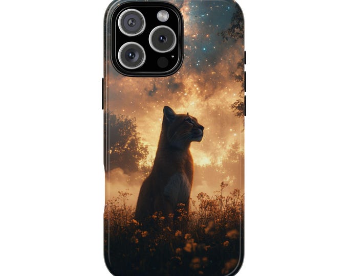 Star Sky Majesty Mountain Lion Midnight Realm Phone Case: iPhone, Galaxy, Pixel - Lifetime Warranty