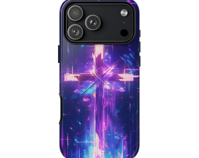 Purple Christian Cross Neon Vector Phone Case for iPhone | Samsung Galaxy | Google Pixel