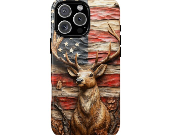 American Deer Carved Wood Phone Case: iPhone, Galaxy, Pixel - Lifetime Warranty