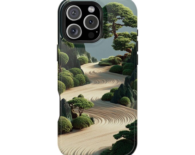 Zen Garden Raked Sands Green Trees Phone Case: iPhone, Galaxy, Pixel - Lifetime Warranty