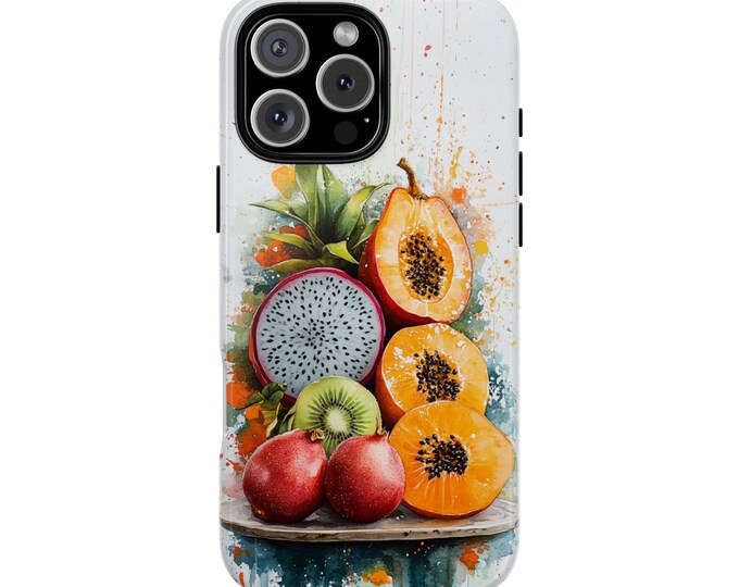 Papaya Kiwi Pitaya Dragon Fruit Abstract Art Phone Case: iPhone, Galaxy, Pixel - Lifetime Warranty