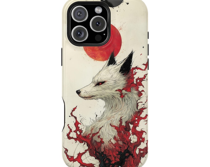 Mysterious Kitsune Fox White Red Aesthetic Phone Case: iPhone, Galaxy, Pixel - Lifetime Warranty