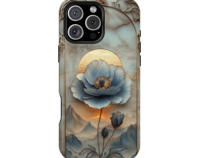 Blue Himalayan Poppy Flower Marble Mountains Phone Case: iPhone, Galaxy, Pixel - Lifetime Warranty