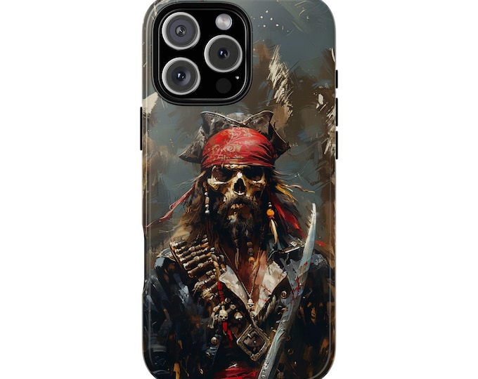 Skull Pirate Sword Skeleton Oil Painting Phone Case: iPhone, Galaxy, Pixel - Lifetime Warranty
