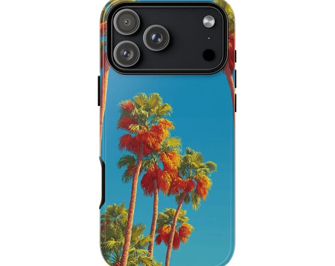 Palm Trees Orange Green Vector Phone Case: iPhone, Galaxy, Pixel - Lifetime Warranty