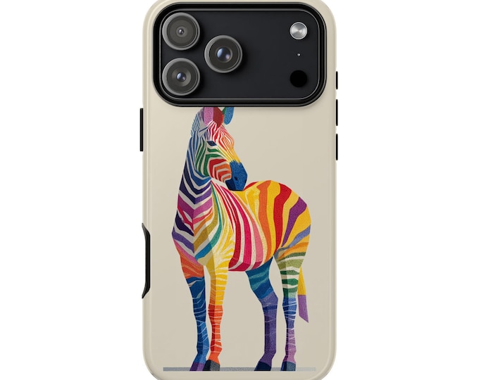 Rainbow Zebra Vector Stripes Phone Case: iPhone, Galaxy, Pixel - Lifetime Warranty