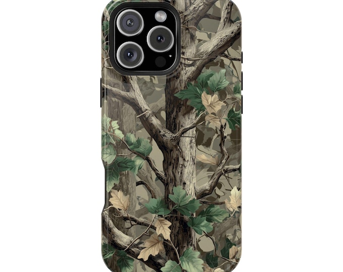 Tree Camo Branches Leaves Camouflage Phone Case: iPhone, Galaxy, Pixel - Lifetime Warranty