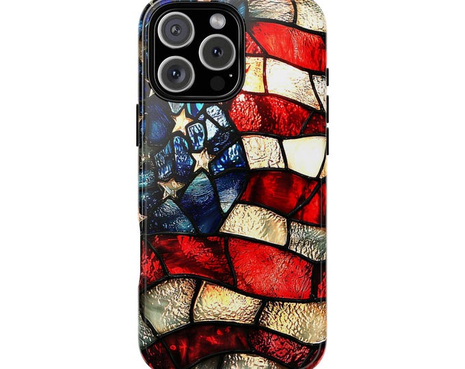 American Flag Stained Glass USA Phone Case: iPhone, Galaxy, Pixel - Lifetime Warranty