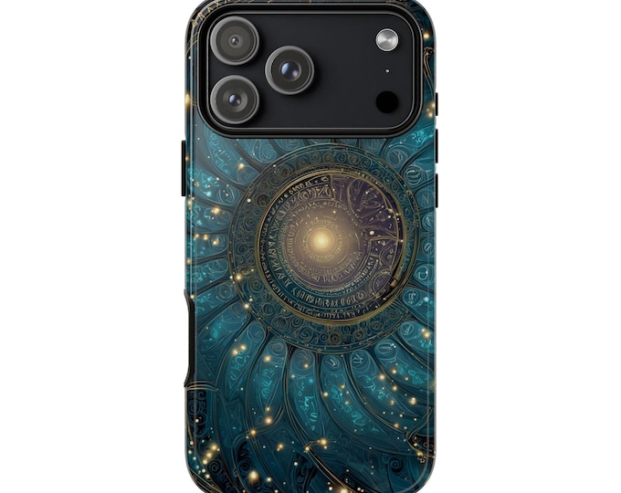 Astral Helix Teal Blue Spiral Phone Case: iPhone, Galaxy, Pixel - Lifetime Warranty