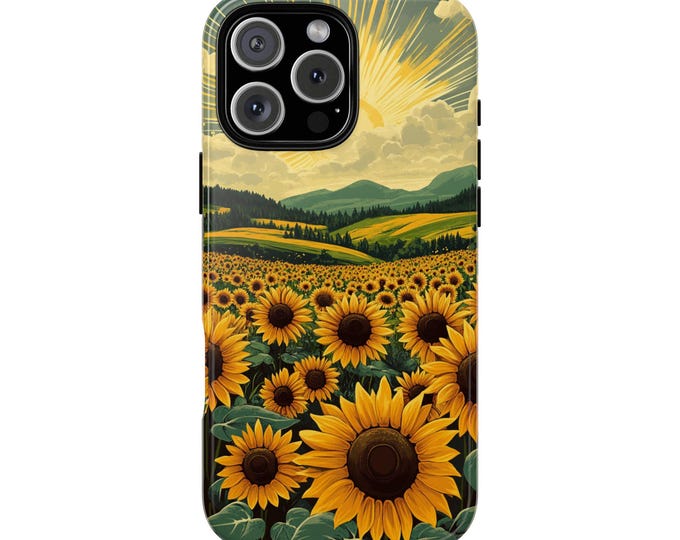 Sunflower Sunrise Wildflower Field Phone Case: iPhone, Galaxy, Pixel - Lifetime Warranty