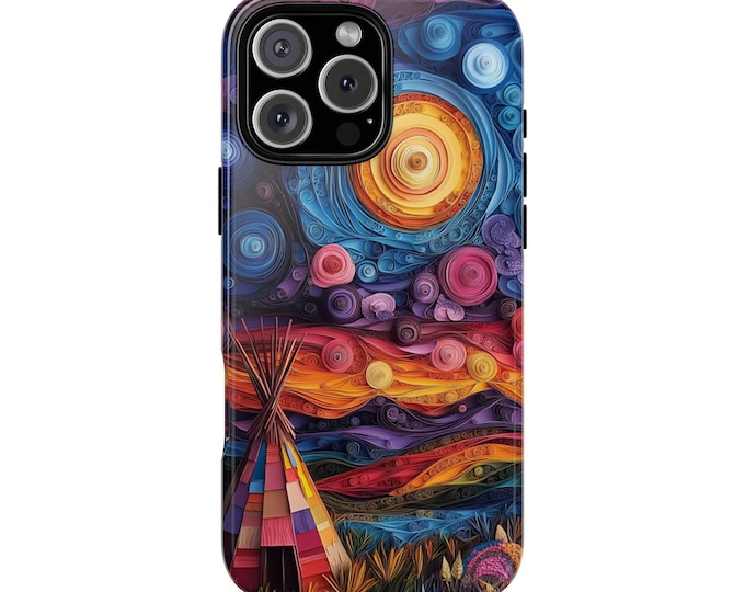 Native American Tipi Tent Paper Quilling Phone Case: iPhone, Galaxy, Pixel - Lifetime Warranty