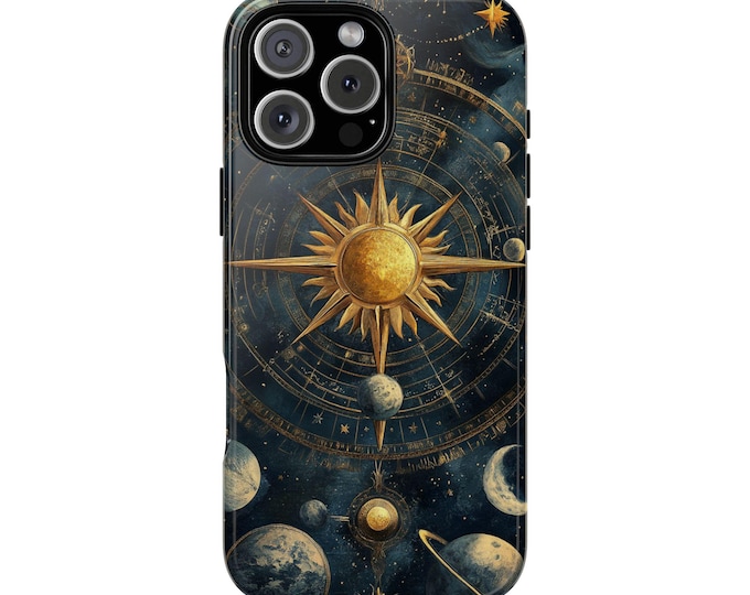 Celestial Compass Sun Moon Planet System Phone Case: iPhone, Galaxy, Pixel - Lifetime Warranty