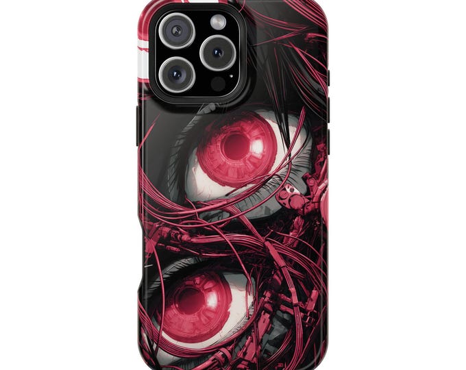 Crimson Eyes Wired Circuit Dreams Phone Case: iPhone, Galaxy, Pixel - Lifetime Warranty