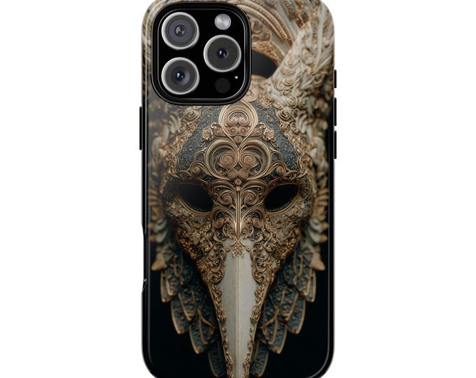 Decorated Plague Masquerade Mask Gold Phone Case: iPhone, Galaxy, Pixel - Lifetime Warranty